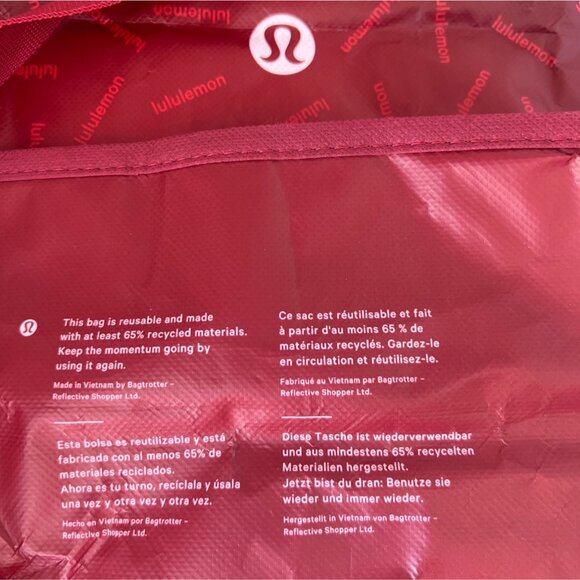 Lululemon Reusable Tote Bag Red Ombre Shopping Bag Snap Closure Authentic - Picture 4 of 8